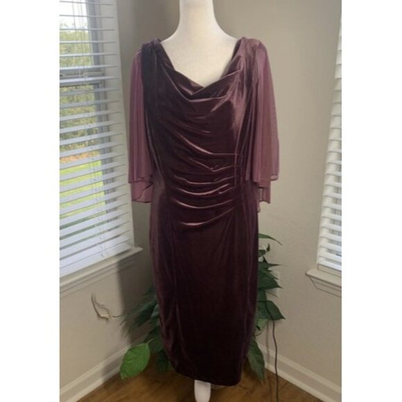 R & M Richards Velvet Dress Women’s Size 10 Wine Burgundy Shawl New NWT - Picture 1 of 6